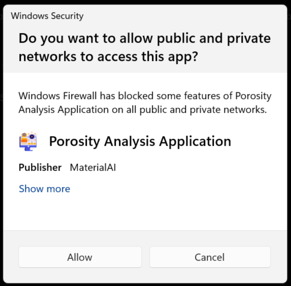 Screenshot of firewall access prompt